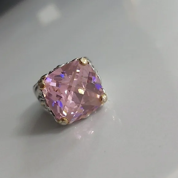 Elegant Pink and Gold/Silver Women's Ring - Picture 7 of 14